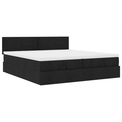 Osmannisk sengeramme med madrasser 160x200 cm stof sort