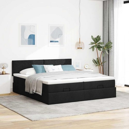 Osmannisk sengeramme med madrasser 160x200 cm stof sort