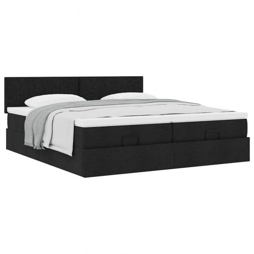 Osmannisk sengeramme med madrasser 160x200 cm stof sort