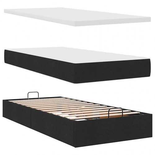 Osmannisk sengeramme med madrasser 160x200 cm stof sort