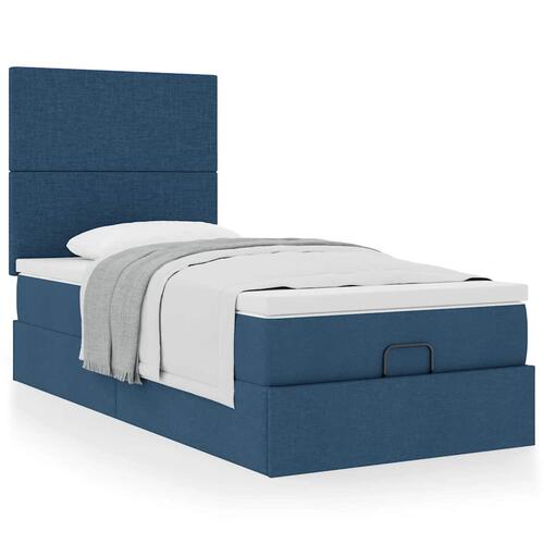 Ottoman seng med madras 100x200 cm stof blå