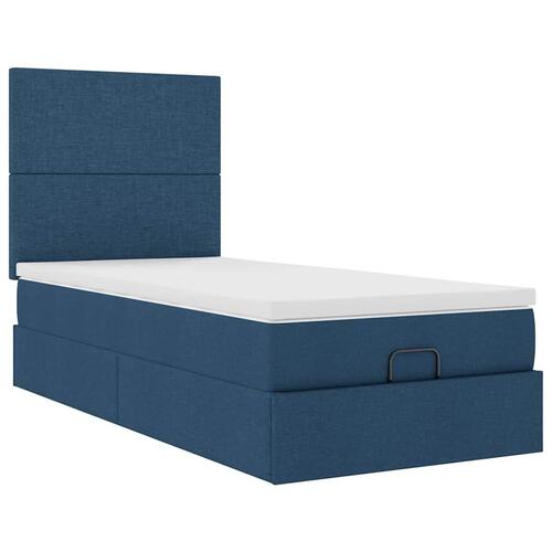 Ottoman seng med madras 100x200 cm stof blå