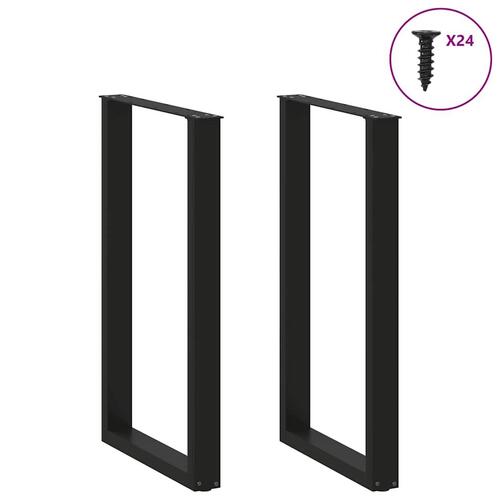 Sofabordben U-formet 2 stk. 60x(100-101) cm stål sort