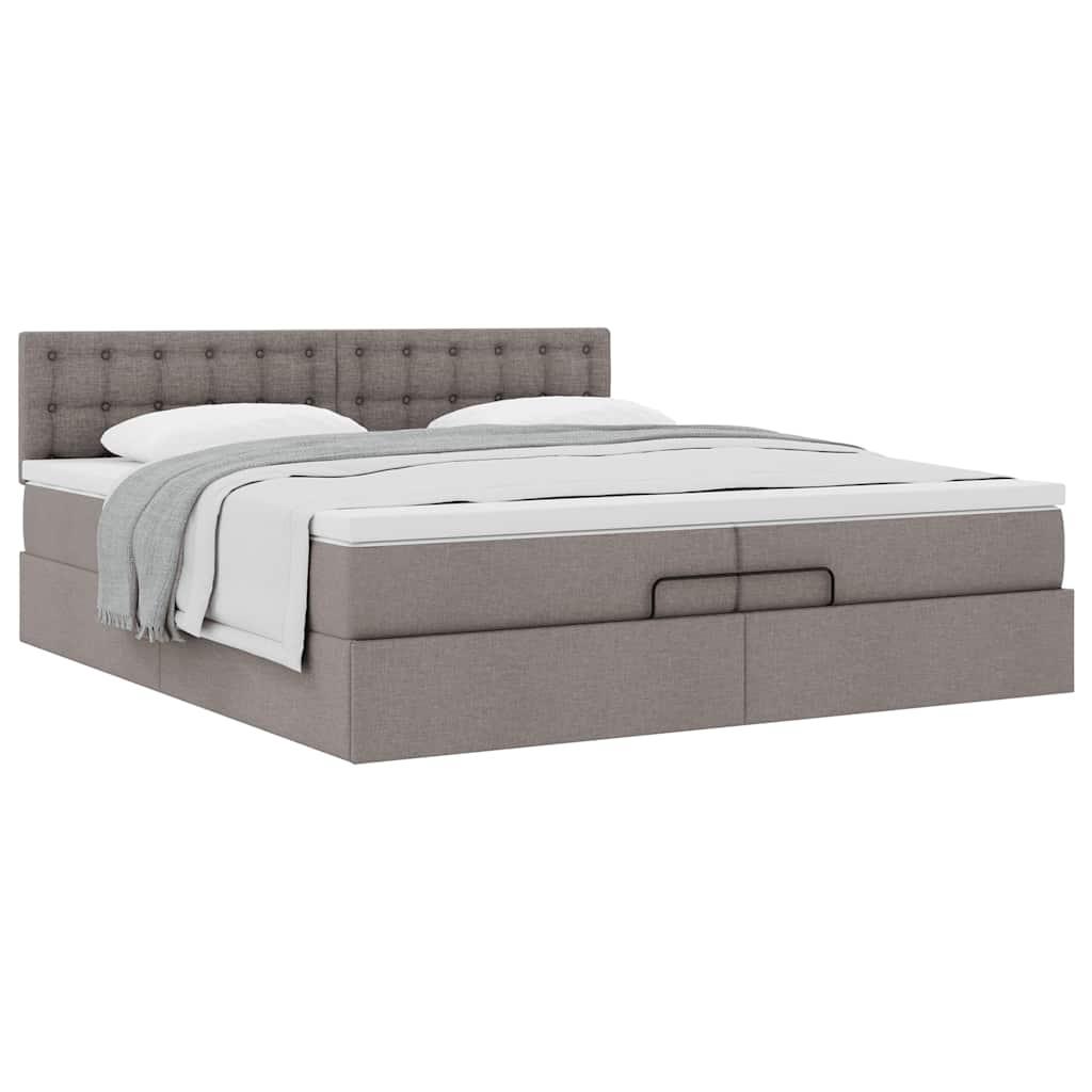 vidaXL osmannisk sengeramme med madras 200x200 cm stof gråbrun