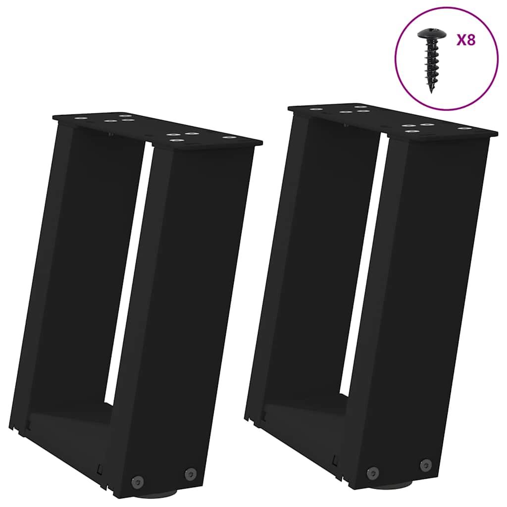Sofabordsben U-formet 2 stk. sort 30x(30-31) cm stål