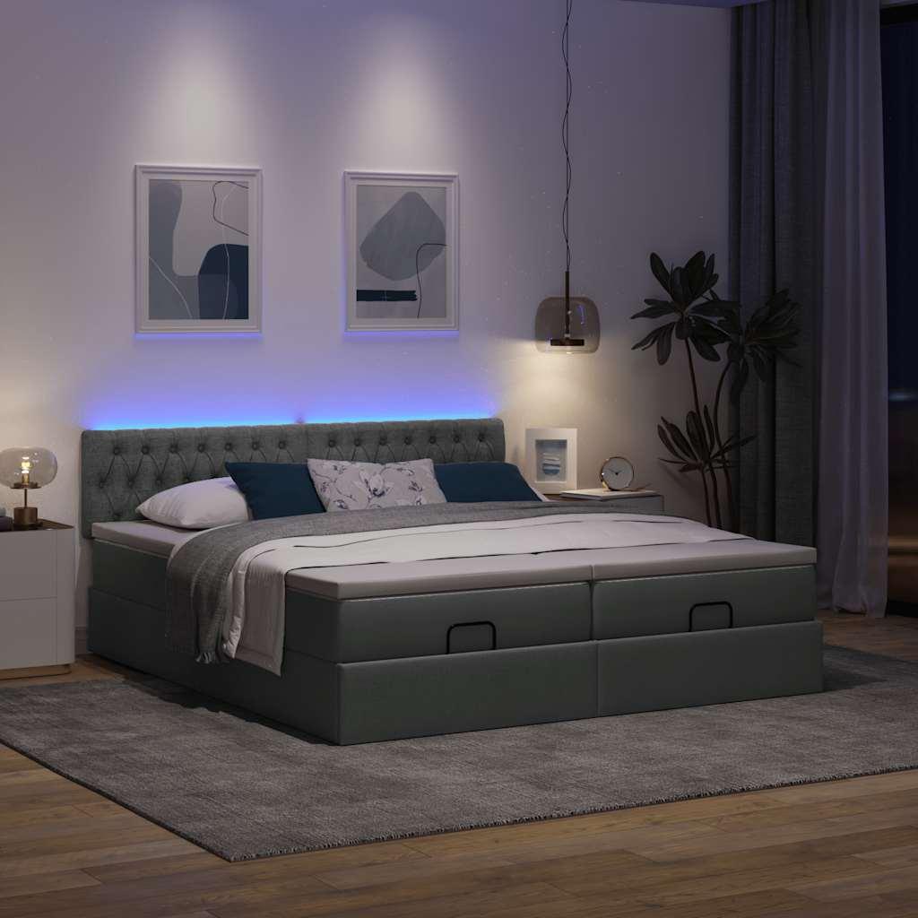 Osmannisk sengeramme med madrasser 160x200 cm - stof, mørkegrå