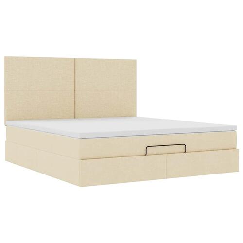 Osmannisk sengeramme med madras 180x200 cm stof cremefarvet