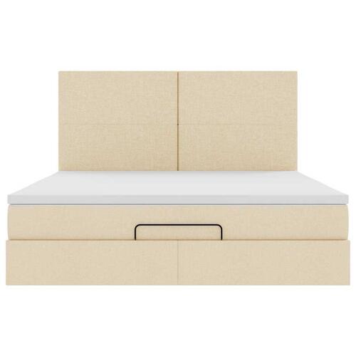Osmannisk sengeramme med madras 180x200 cm stof cremefarvet