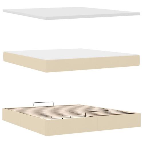 Osmannisk sengeramme med madras 180x200 cm stof cremefarvet