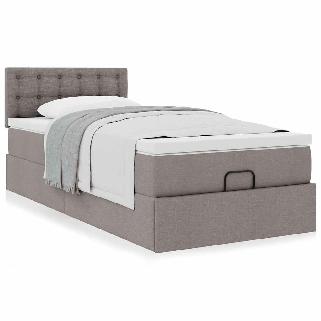 Osmannisk sengeramme med madras 90x190 cm stof gråbrun