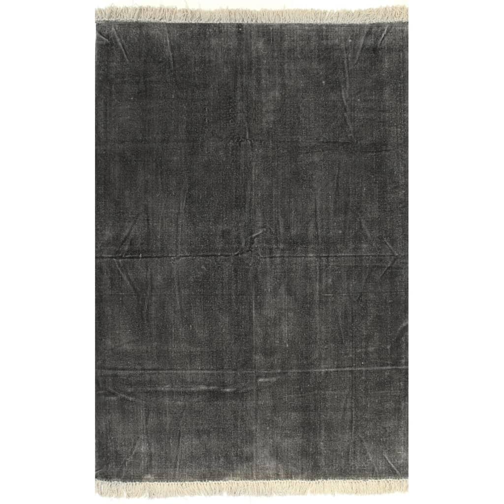 Kilim-tæppe bomuld 160 x 230 cm antracitgrå