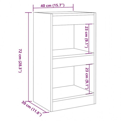 Bogreol/rumdeler 40×30×72 cm - antikt trælook, 2 niveauer