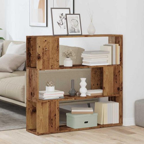 Bogreol/rumdeler 100×24×94 cm - antikt trælook