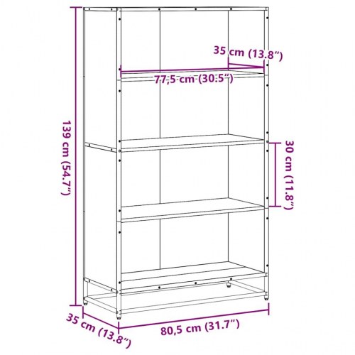 Bogreol 80,5 x 35 x 139 cm - sonoma-eg