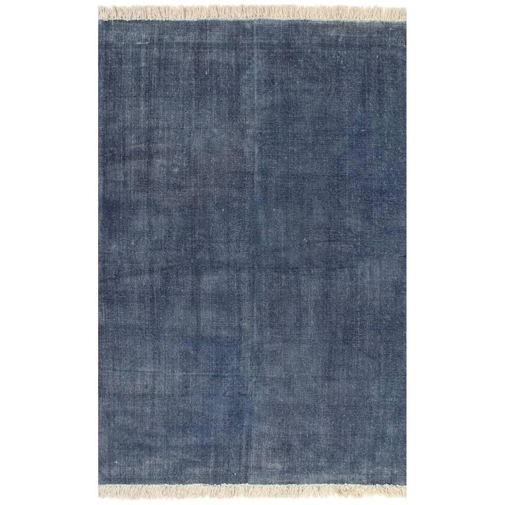 Kilim-tæppe bomuld 120 x 180 cm blå
