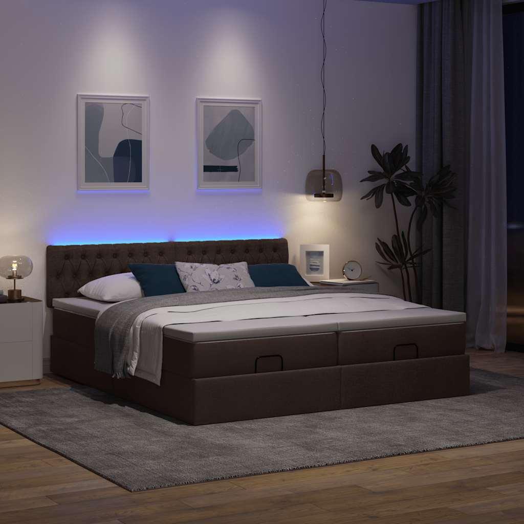 Osmannisk sengeramme med madrasser 200 x 200 cm stof mrkebrun