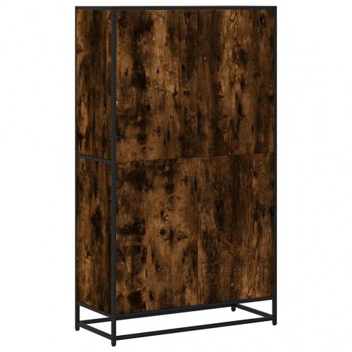 Bogreol i røget egetræsfarve med 4 åbne rum - 80,5 x 35 x 139 cm