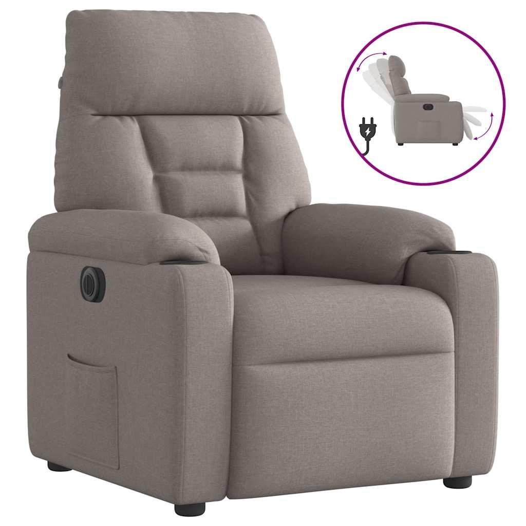 Massagestol Stof Gråbrun - Nej / Eldrevet tilbagelæningsfunktion