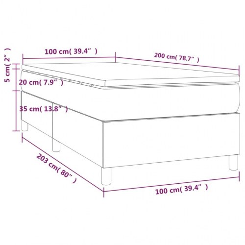Kontinentalseng 100x200 cm kunstlæder cremefarvet