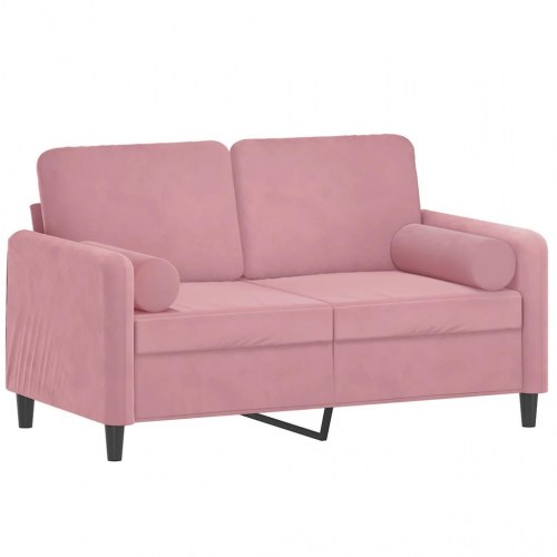 2-personers sofa i velour med pyntepuder - 120 cm, pink