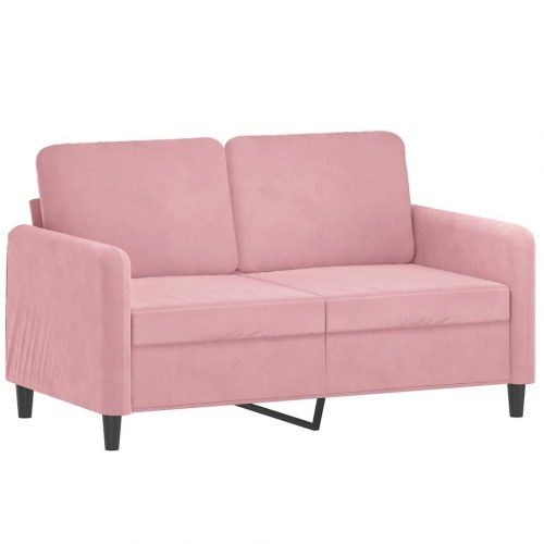 2-personers sofa i velour med pyntepuder - 120 cm, pink