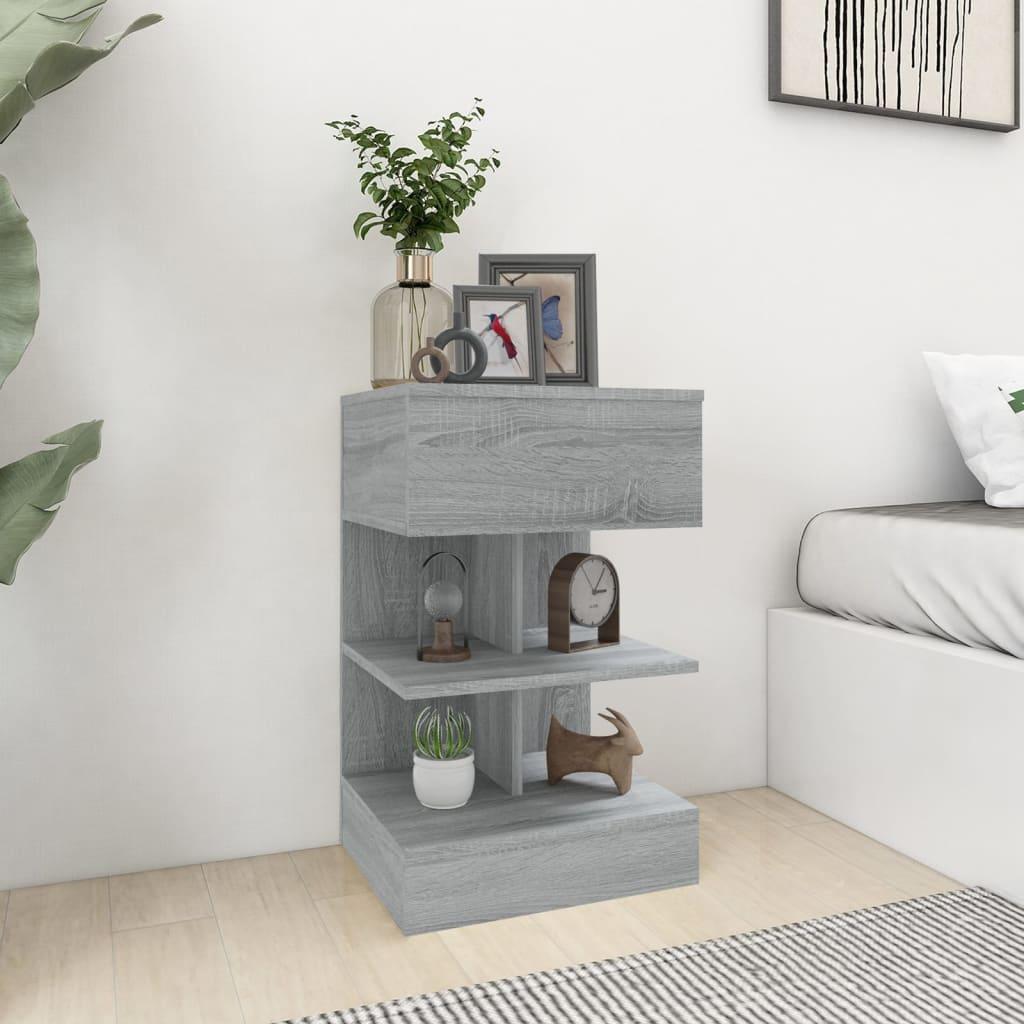 vidaXL sengebord 40x35x65 cm konstrueret træ grå sonoma-eg
