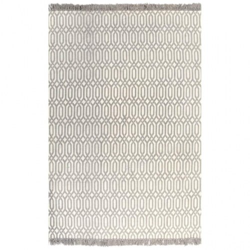 Kilim-tæppe med mønster bomuld 120 x 180 cm gråbrun