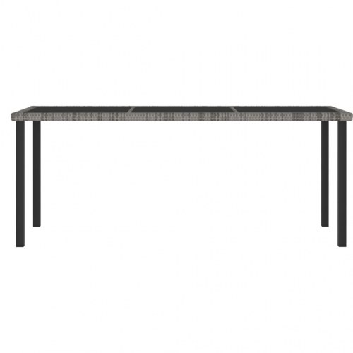 Havebord i polyrattan med glasplade - grå, 180 × 70 × 73 cm
