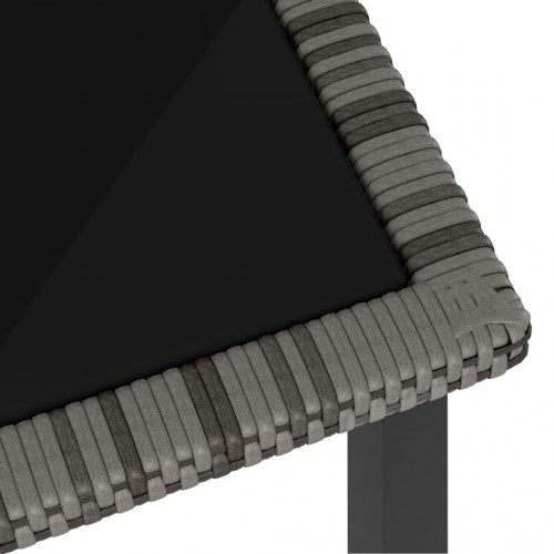 Havebord i polyrattan med glasplade - grå, 180 × 70 × 73 cm