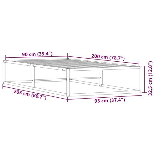 Sengeramme uden madras 90x200 cm metal hvid