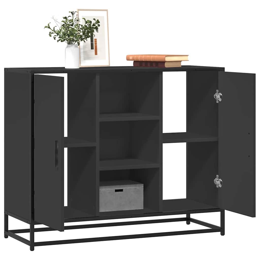 Skænk 92X35X76 Cm Konstrueret Træ Etræsfarve - Sort