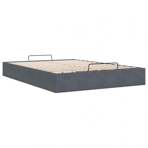 Sengeramme med opbevaring uden madras 140 x 200 cm - mørkegrå fløjl