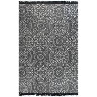 Kilim-tæppe med mønster bomuld 120 x 180 cm grå