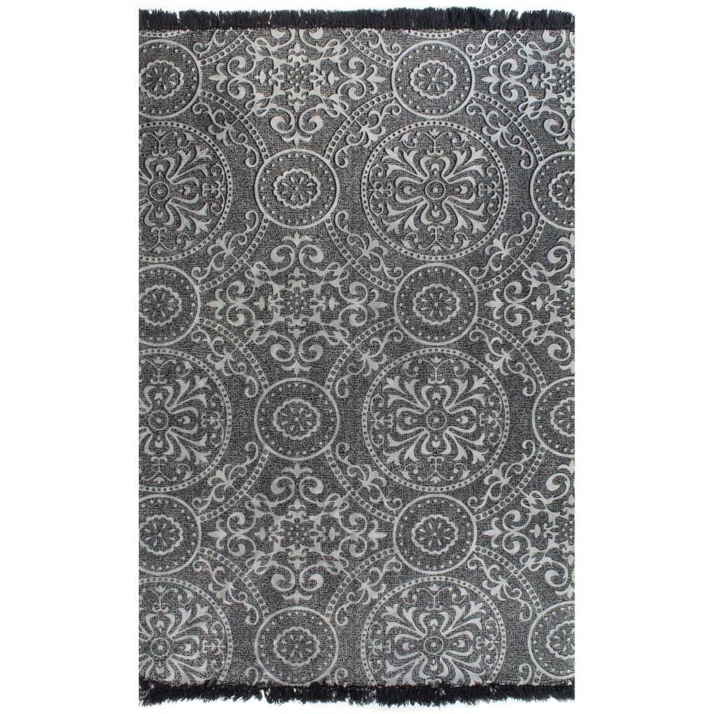Kilim-tæppe med mønster bomuld 160 x 230 cm grå