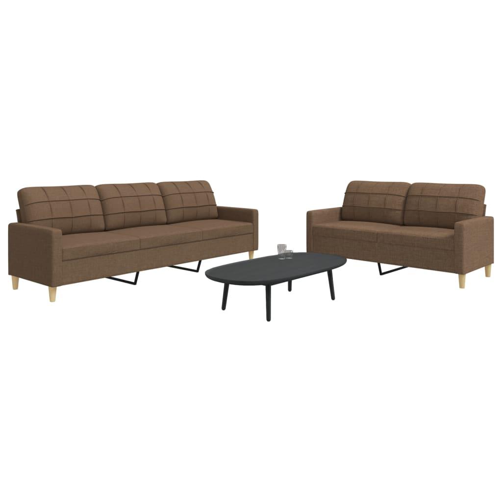 Sofasæt 2 dele stof brun