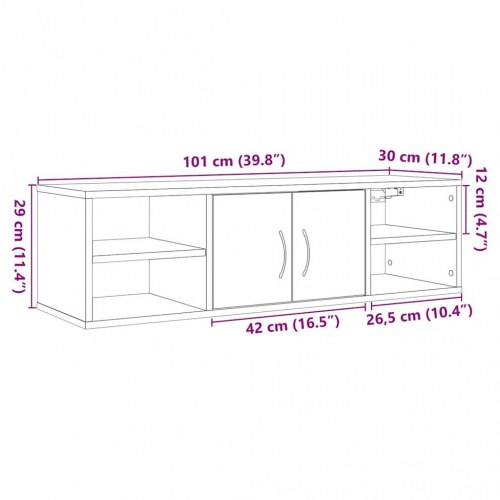 Vægskab 101×30×29 cm i konstrueret træ - kunsteg