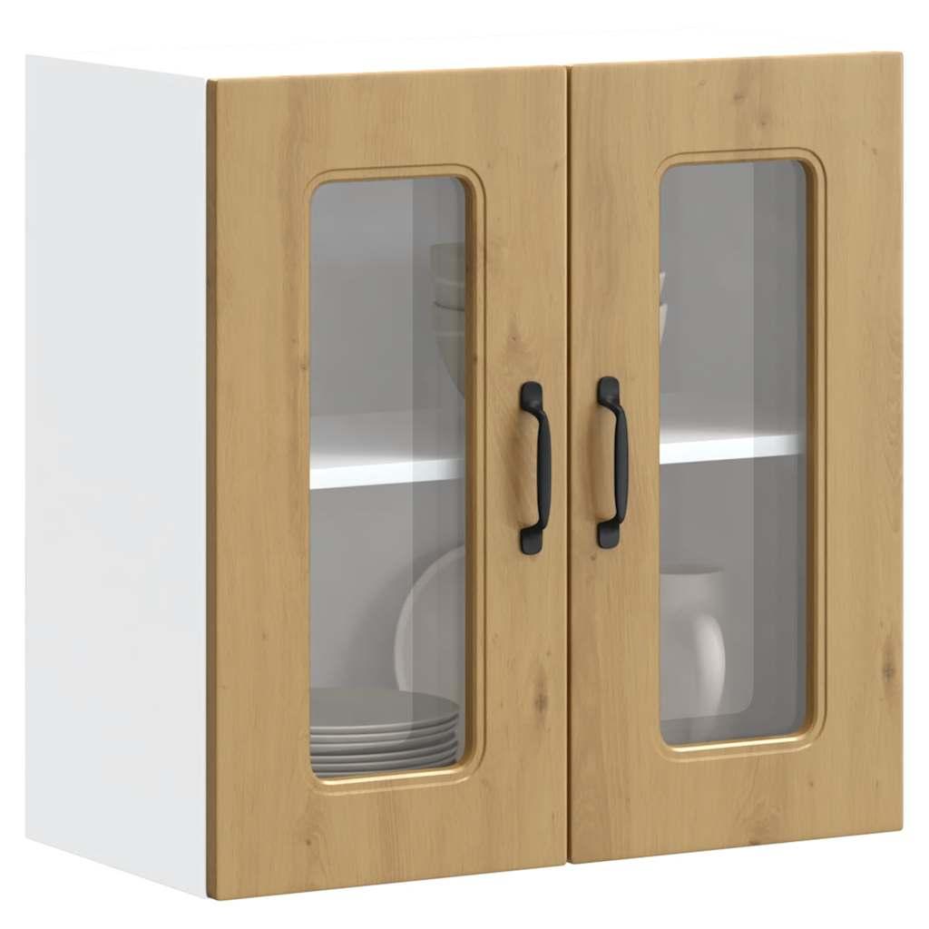 Køkkenvægskab med vitrinelåge "Kalmar" kunstfærdigt egetræ konstrueret træ