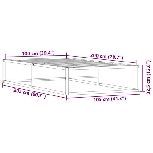 Sengeramme uden madras 100x200 cm metal hvid