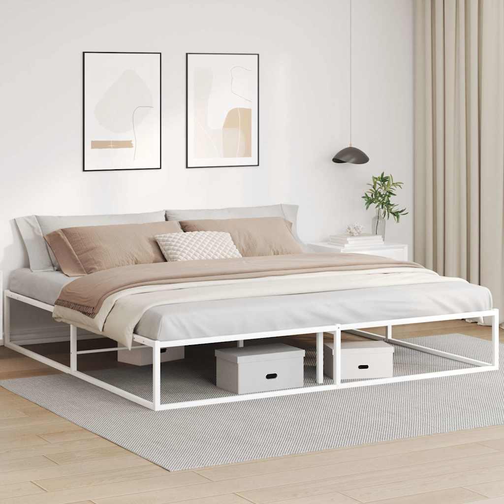Sengeramme uden madras 200x200 cm metal hvid