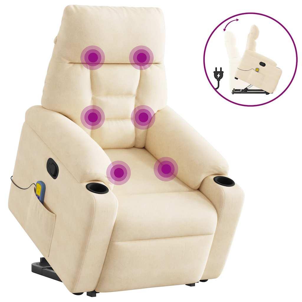 vidaXL massagestol med løftefunktion mikrofiberstof beige