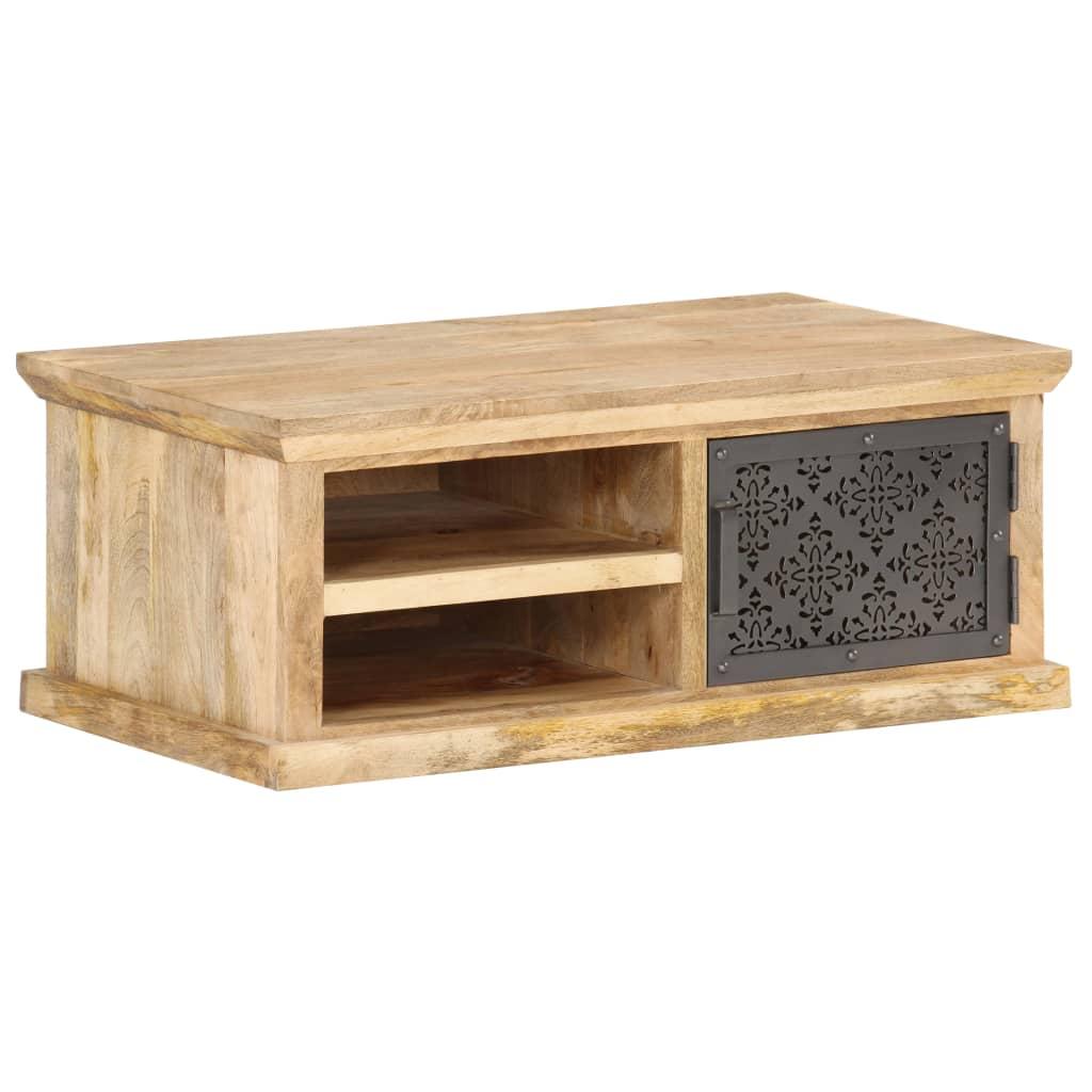 Sofabord Med Låge 90x50x35 Cm Massivt Mangotræ