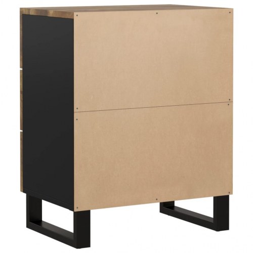 Sengebord 50×33×62 cm i massivt mangotræ og konstrueret træ - 3 skuffer