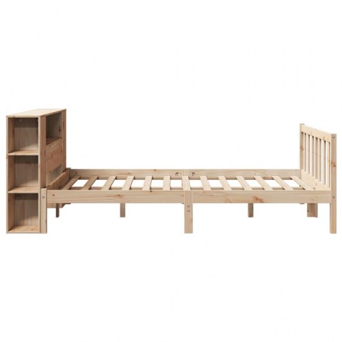 Seng med reol uden madras 135x190 cm i massivt fyrretræ