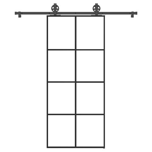 Skydedør med hardwaresæt 90x205 cm sikkerhedsglas aluminium