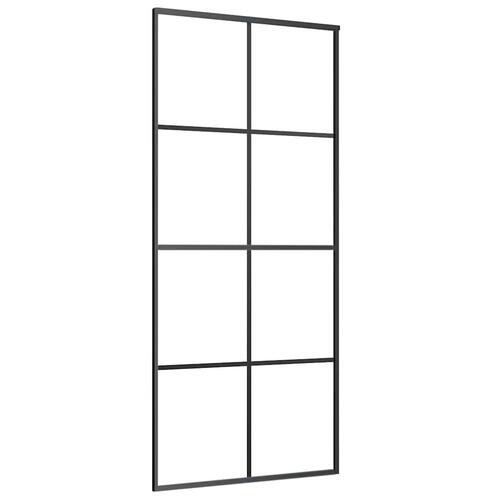 Skydedør med hardwaresæt 90x205 cm sikkerhedsglas aluminium
