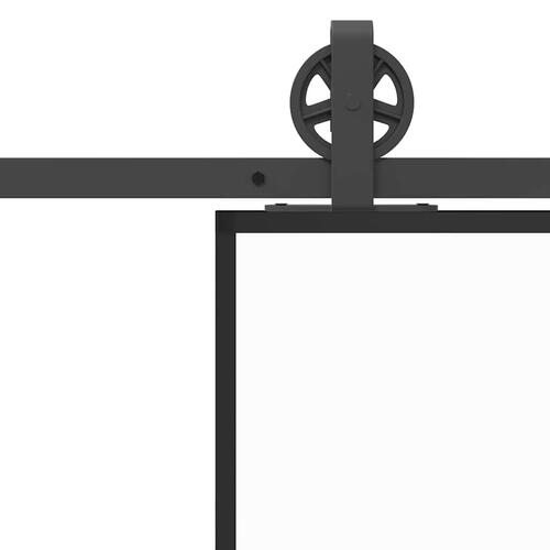 Skydedør med hardwaresæt 90x205 cm sikkerhedsglas aluminium