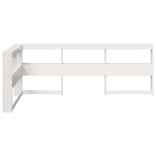 L-formet sengegavl med bogreol 80 cm - massivt fyrretræ, hvid