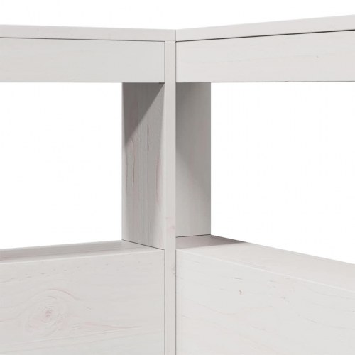 L-formet sengegavl med bogreol 80 cm - massivt fyrretræ, hvid