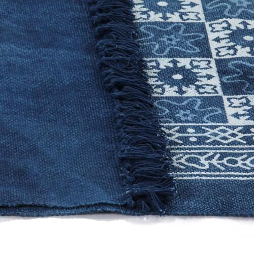Kilim-tæppe med mønster bomuld 160 x 230 cm blå