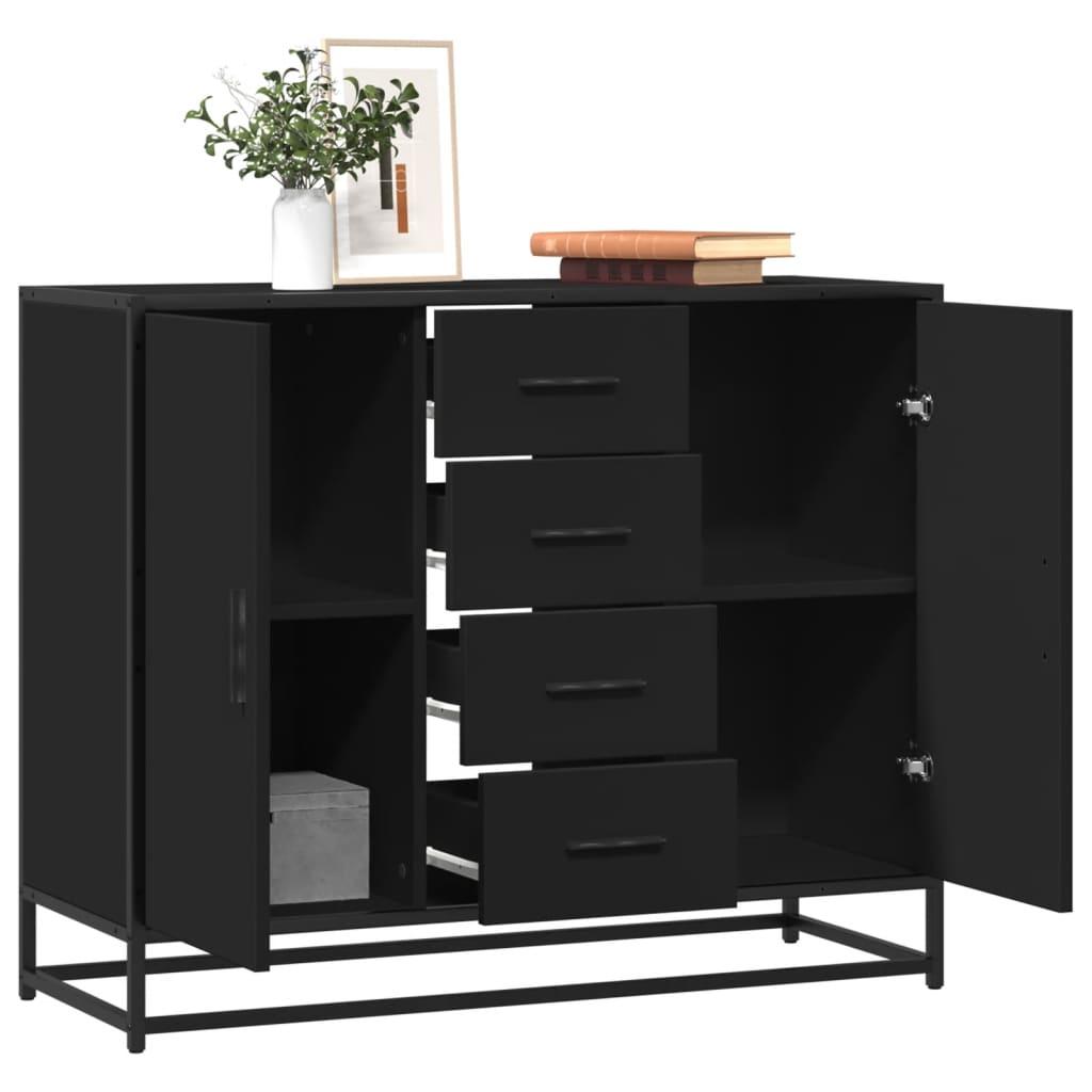 Skænk 92X35X76 Cm Konstrueret Træ Etræsfarve - Sort